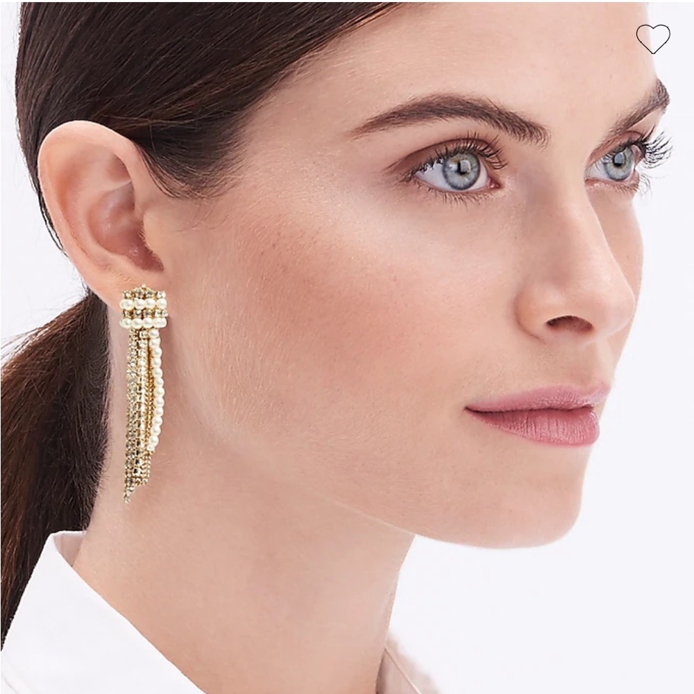 Jcrew pearl and rhinestone dangle earrings NWT